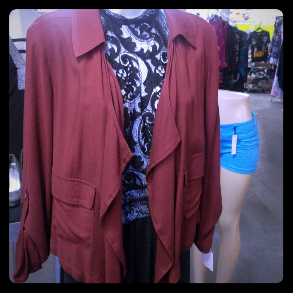 burgundy shirt